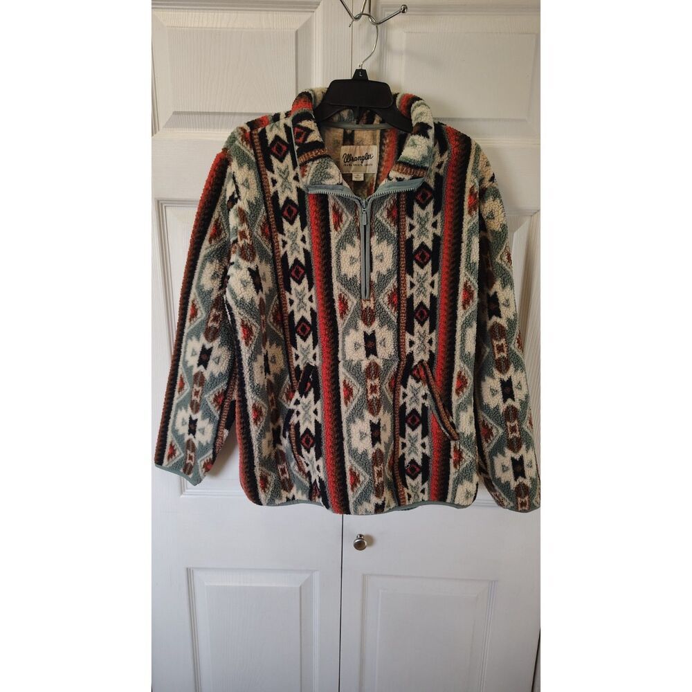 Wrangler Women's Retro Southwestern Quarter-Zip Sherpa Pullover XL